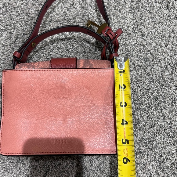 Fossil Wiley Genuine Leather Orange Brown Mini Crossbody Bag Magnetic Closure - Picture 9 of 13